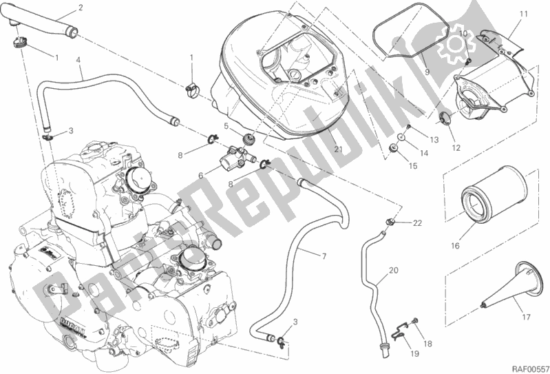 Todas as partes de Entrada De Ar - Respirador De óleo do Ducati Hypermotard 939 2018
